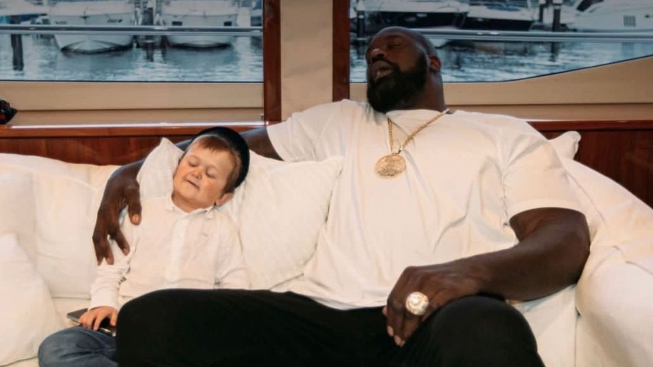 NBA great Shaquille O’Neal and Hasbulla Magomedov meet on a yacht in Sydney Harbour. Picture: Instagram