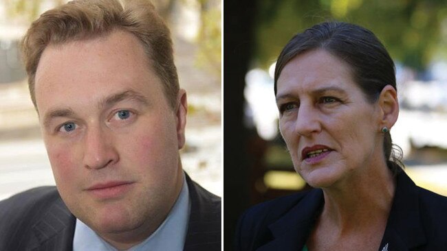 Former Liberals staffer Andrew Hudgson, left, who quit after 'vile' insult claim by Tasmanian Greens senator Cassy O'Connor, right. Pictures: Supplied