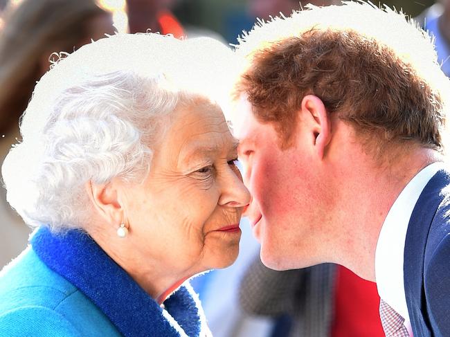 Queen Elizabeth II and Prince Harry pictured at the Chelsea Flower Show in 2015. Picture: Getty Images