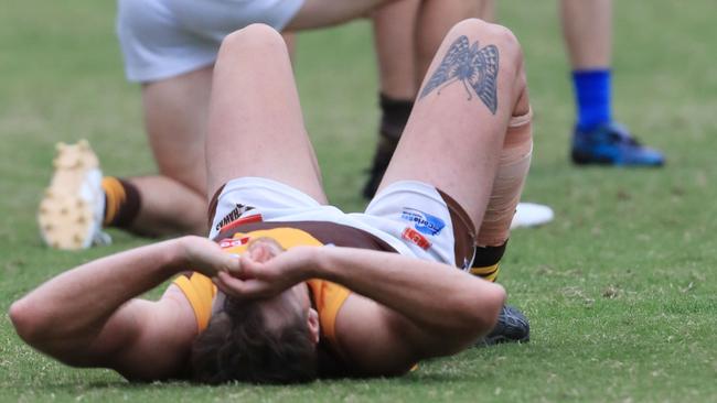 Mens senior Football BFL: Anglesea v Drysdale. Anglesea and Drysdale players react to drawn game Picture: Mark Wilson