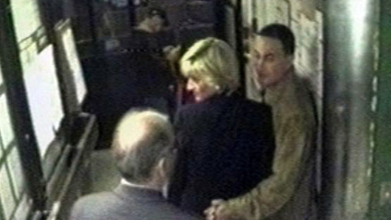 Diana and Dodi in CCTV footage that captured them just before their death. Footage shown at the 2007 inquest into her death. Picture: AFP /Coroner's inquest