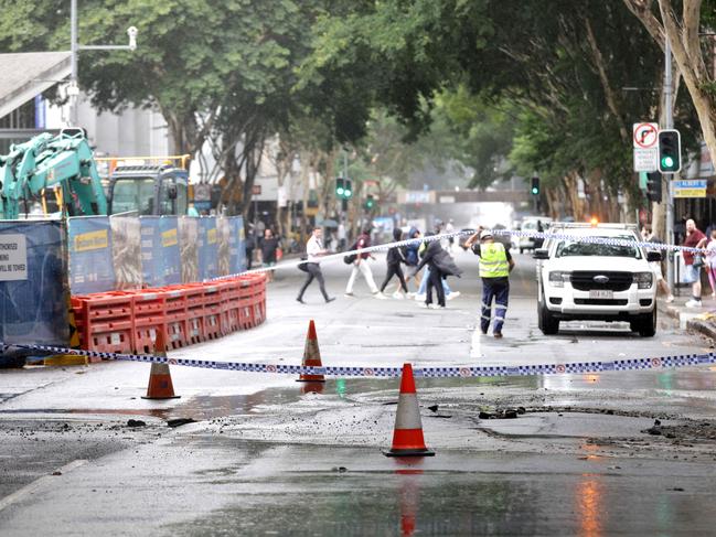 Burst Water Main on Adelaide St the city, near King George Square toward George St, on Monday 11th March 2024- Photo Steve Pohlner