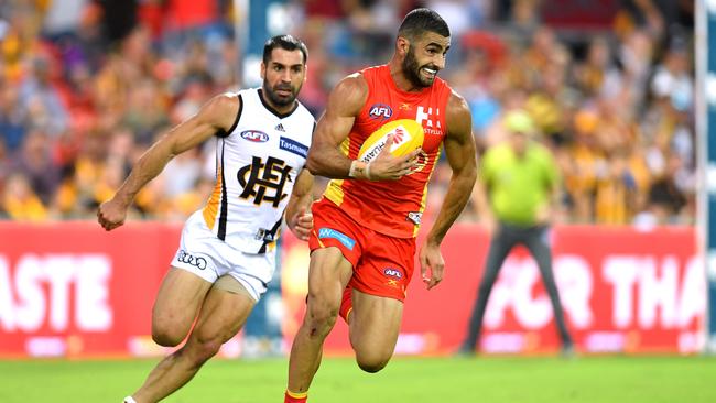 Adam Saad’s blistering run off half back has been a sight to behold for the Gold Coast Suns. Picture: AAP