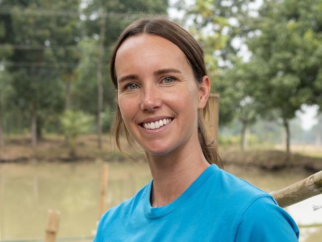 NETWORK SPECIAL.  MUST TALK WITH NETWORK PIC DESK JEFF DARMANIN OR KRISTI MILLER BEFORE PUBLISHING.Olympian Emma McKeon, a UNICEF Australia ambassador, visits one the charity's SwimSafe programs in Sreepur, Gazipur Union, Gazipur, Bangladesh, where children are learning to swim in a bamboo structure in a muddy pond. More than 40 children die from drowning every day in Bangladesh.Australian gold medalist Emma McKeon joins UNICEF Bangladesh as a new ambassador, supporting efforts to improve the lives of children across the country. Picture: Jason Edwards