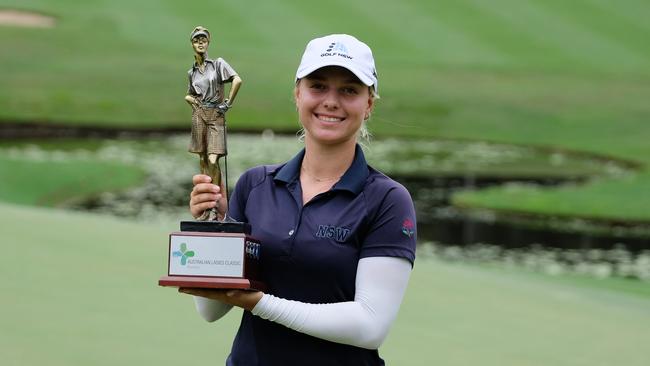 Stephanie Kyriacou had plenty to smile about at Bonville after her sensational win. Pic: David Tease/Golf NSW