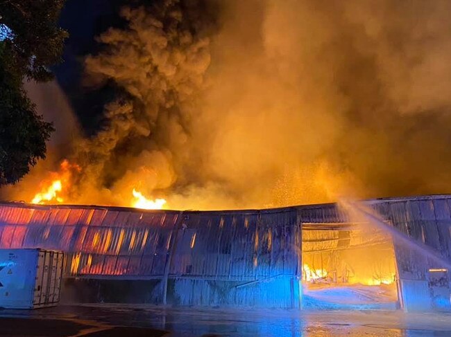 Massive factory fire in Moorebank on July 9. Pictures: Fire and Rescue NSW