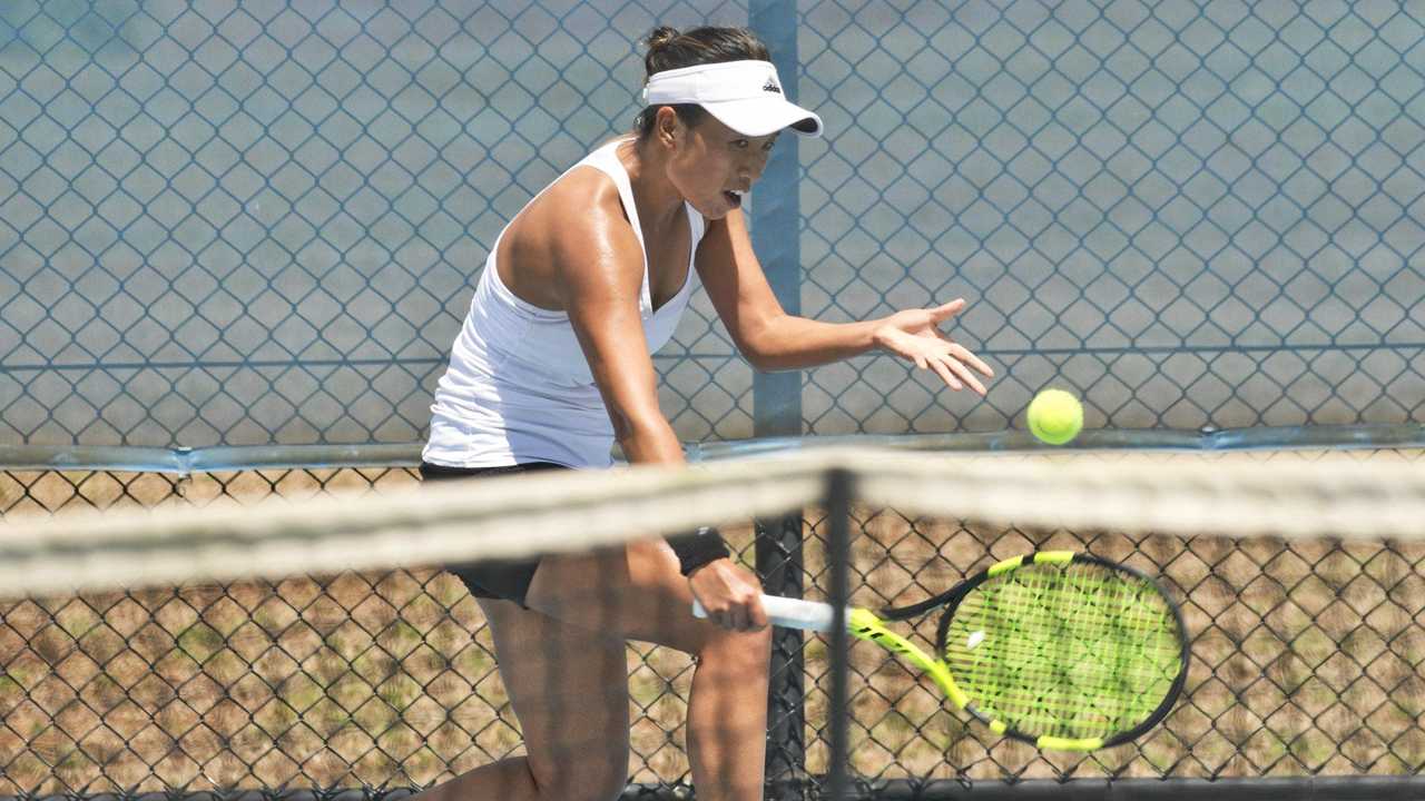 TOP SHOT: Sabastiani Leon ( USA ) defeated Sara Nayer 6-4, 6-2 during play at the Hutchinson Builders Toowoomba International yesterday. Picture: Nev Madsen