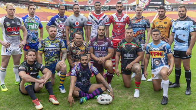 Players launch the 2018 NRL Indigenous Round. Photo: AAP