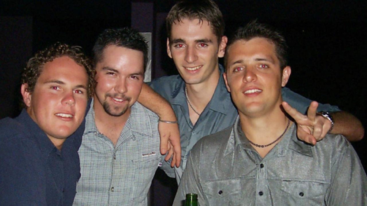 Trent Mitchell, Andy Larmaro, Ben O'Connell and Darren Emerson at Vibe Nightclub, 2001.