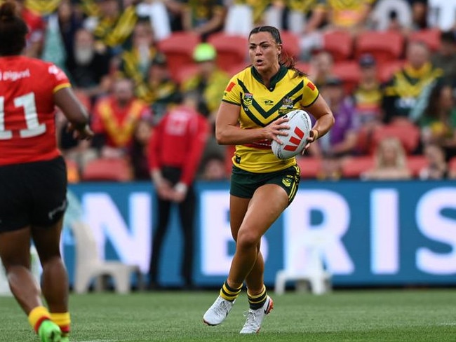 Millie Elliott playing for the Jillaroos.