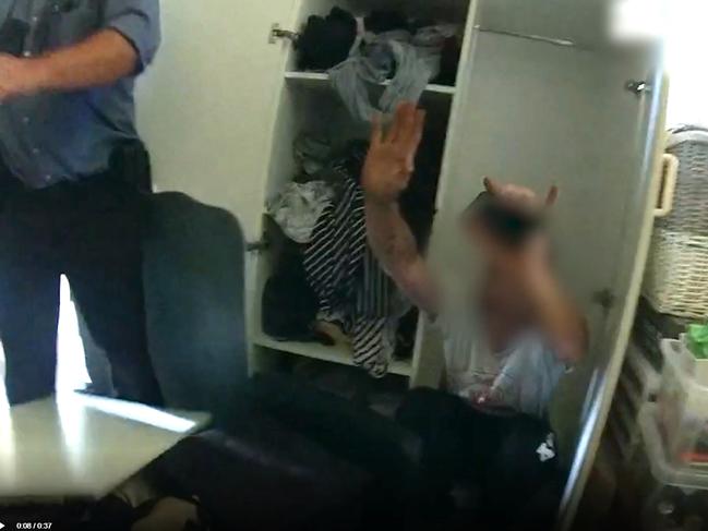Police have released body worn camera footage of the arrest of a 24-year-old man at Woodridge this morning. Picture: Police Media