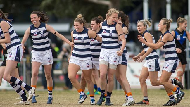 Geelong’s VFLW team in action. Picture: Arj Giese