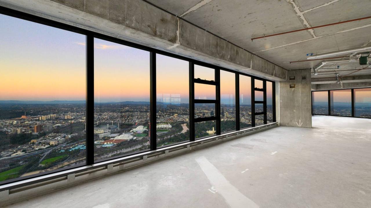 The concrete shell on the 85th floor of the Eureka Tower.