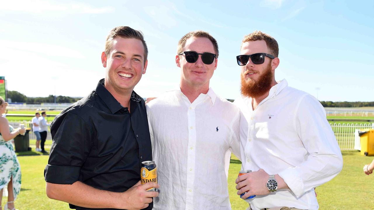 Brayden Hedley, Bryon Turton and Harris at Coast to Coast Raceday, Corbould Park. Picture: Patrick Woods.