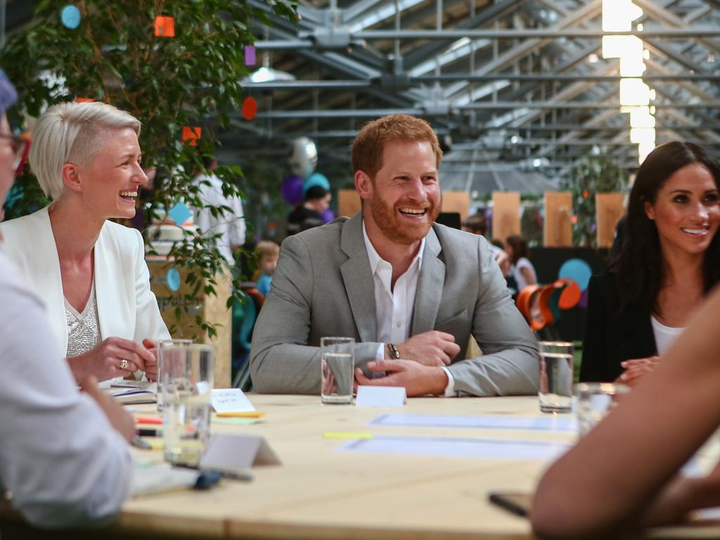 The original picture was a wider shot that showed Prince Harry with Meghan Markle. Picture: Getty Images