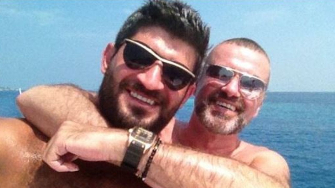 George with former lover Fadi Fawaz (left). Picture: Twitter