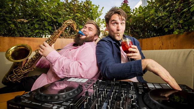 Saxophonist Gus Leighton and DJ Hugo Bladel are excited about the upcoming Hobart Summer festival. Picture: Richard Jupe