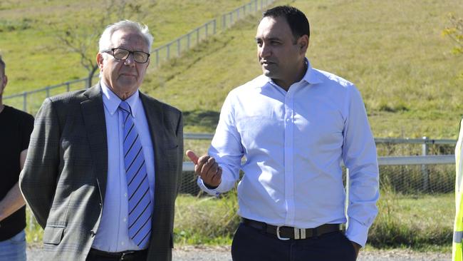 Coffs Harbour deputy mayor George Cecato with Coffs Harbour MP Gurmesh Singh at a recent road funding announcement. Photo: Tim Jarrett