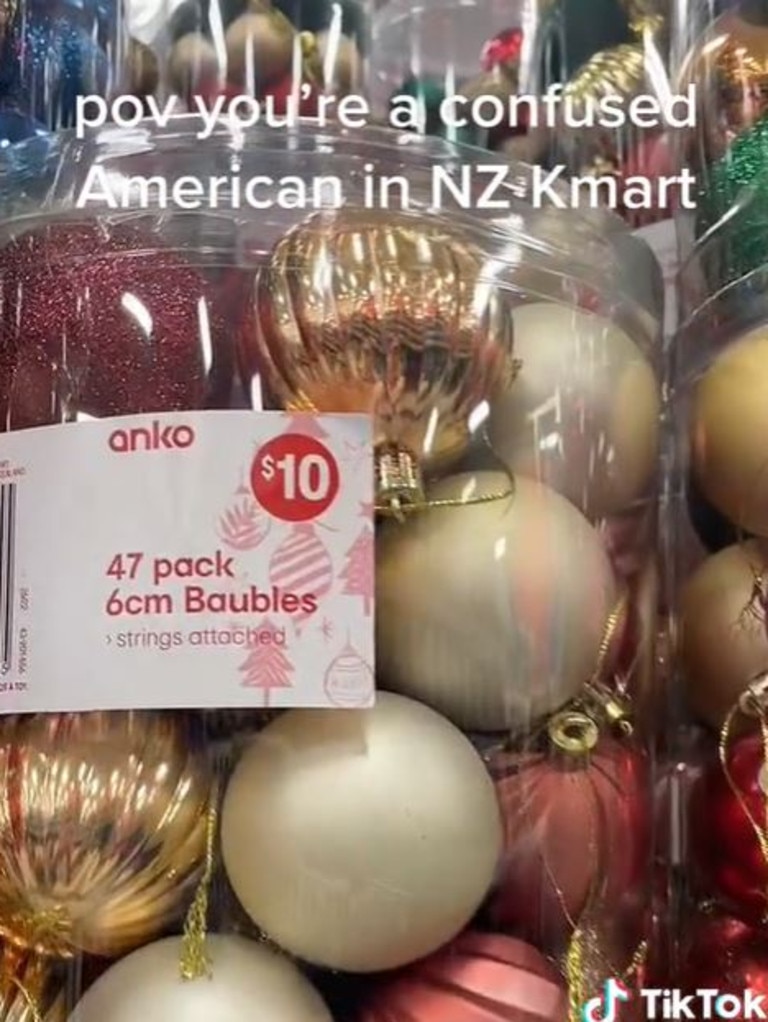 The American woman stumbled over the term ‘baubles’. Picture: TikTok/maditheamerican