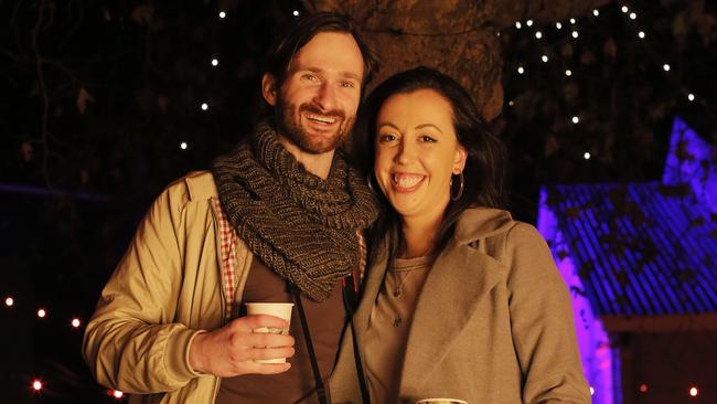 Aaron Jones of Launceston and Lizzie Malcomson of Hobart at the Dark Mofo Winter Feast, Sunday night. Picture: MATHEW FARRELL