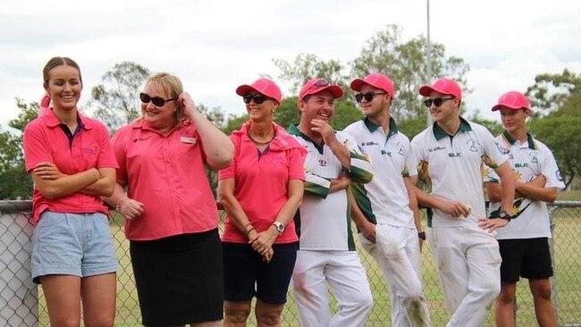 The Finlay family along with Breast Care Nurse, Sally (second on left) from the first Pink Stumps Day. Picture: Supplied