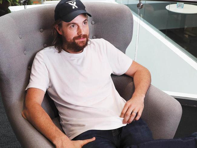 DEAL 19 JULY 201917/3/17: Billionaire software developer Mike Cannon-Brookes speaking about the energy debate in the wake of power failures in South Australia. Pictured at the Atlassian offices in Sydney. John Feder/The Australian.