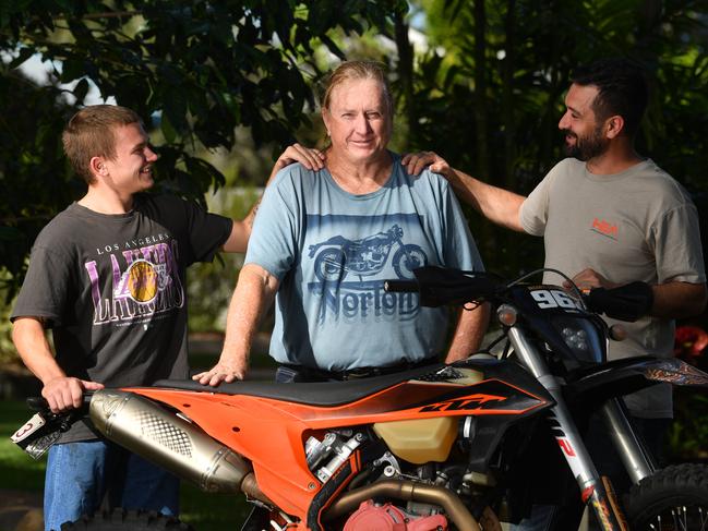 Townsville retiree James Hayes (centre) with rescuers and Darcey Heilbronn and Rohan Merchant. Picture: Evan Morgan