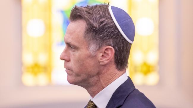 NSW Premier Chris Minns visited the Emanuel Synagogue in Woollahra after anti-Israel graffiti was sprayed across building and cars.