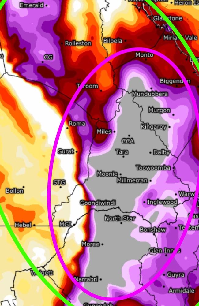 A SWEAT map posted by weather watcher Dylan McKenna and SEQ Weather of expected storm activity on Wednesday, January 15, 2025, painted a potentially bad situation for the Wide Bay and Burnett.