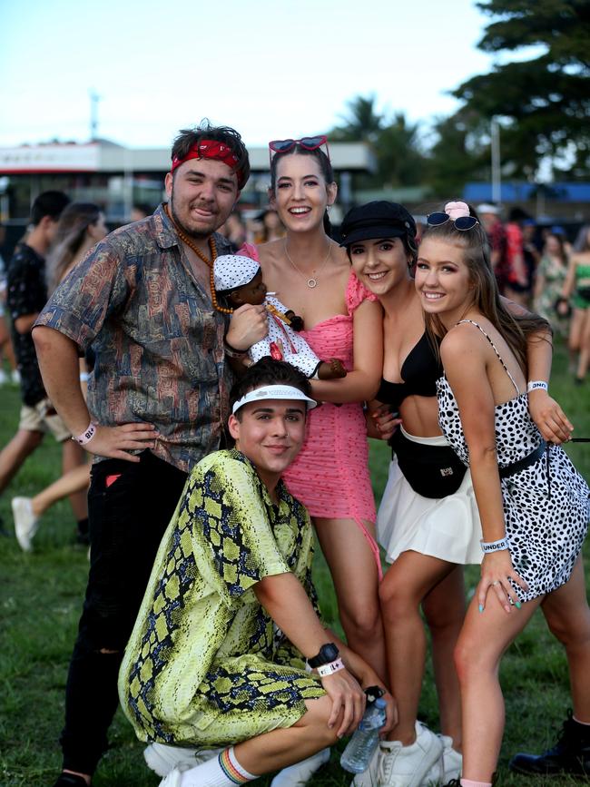 The Grass Is Greener music festival at the Cairns Showgrounds. Ben Underwood, Jess Parlon, Julie Catanzaro, Briellen carter-Mathews and Ethan Bridger in front. PICTURE: STEWART MCLEAN