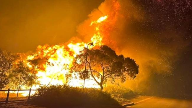 Homes across Perth’s north have been destroyed as huge fires continue to rage. Picture: Supplied / AFP / Western Australia Department of Fire and Emergency Services