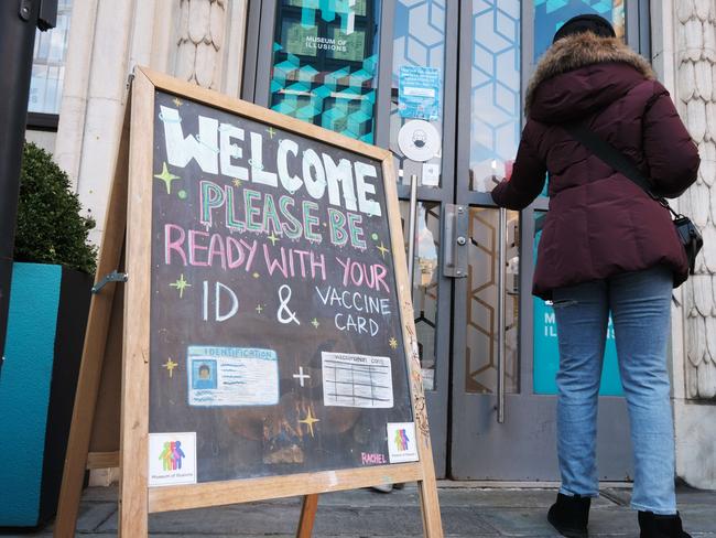 A sign at a museum in New York City. Picture: Spencer Platt/Getty Images/AFP