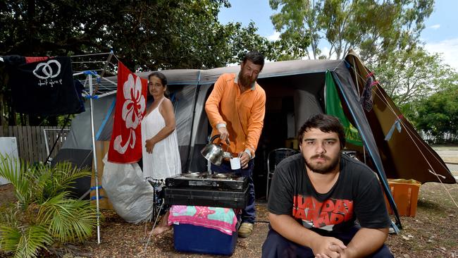 The Townsville Bulletin on Christmas Eve reported that Merisse and Justin van Os and their son Conway were forced to live in a tent because they couldn’t find a place to rent. Picture: Evan Morgan