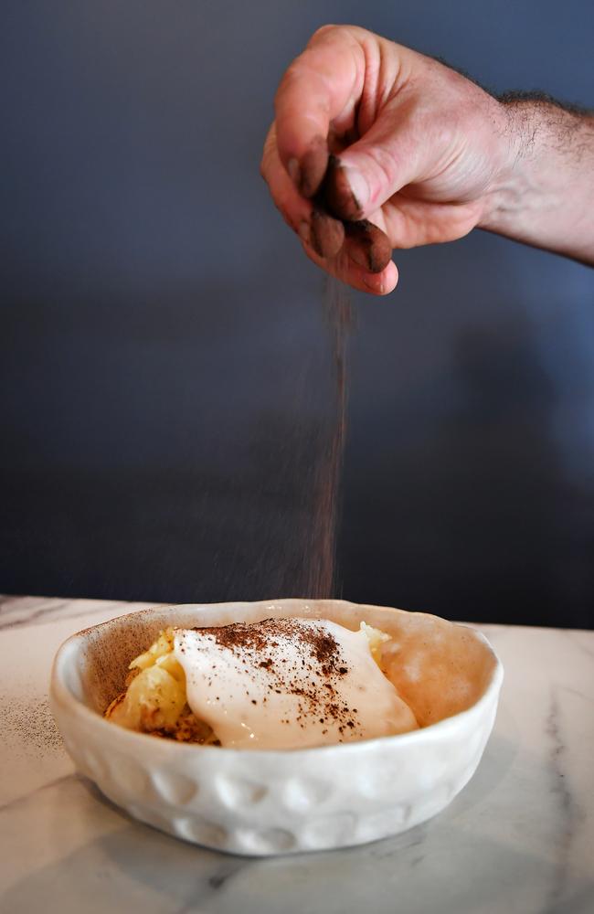 Chef Kyle McNamara with dishes plated for Boxing Day leftovers recipes at The Velveteen Rabbit in Caxton St. Friday December 20, 2024. Picture, John Gass