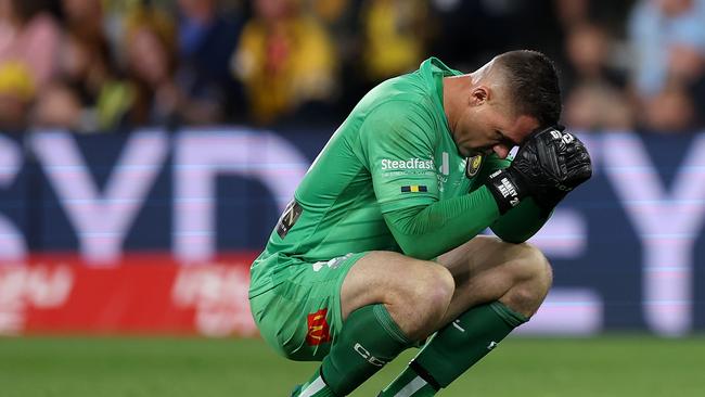 An emotional Danny Vukovic during the A-League decider.