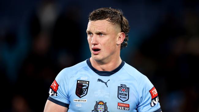 SYDNEY, AUSTRALIA – JUNE 08: Jack Wighton of the Blues looks on during game one of the 2022 State of Origin series between the New South Wales Blues and the Queensland Maroons at Accor Stadium on June 08, 2022, in Sydney, Australia. (Photo by Mark Kolbe/Getty Images)