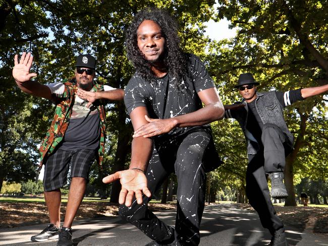 15/01/2018  Indigenous Australian hip-hop artist Baker Boy (aka Danzal Baker), his uncle Jeremiah Baker and his father Josiah Baker in Fitzroy Melbourne.Picture David Geraghty / The Australian.