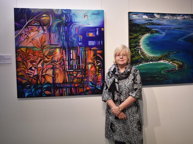 CQ Creates art competition coordinator Sue Smith with one of the 2019 entrants.