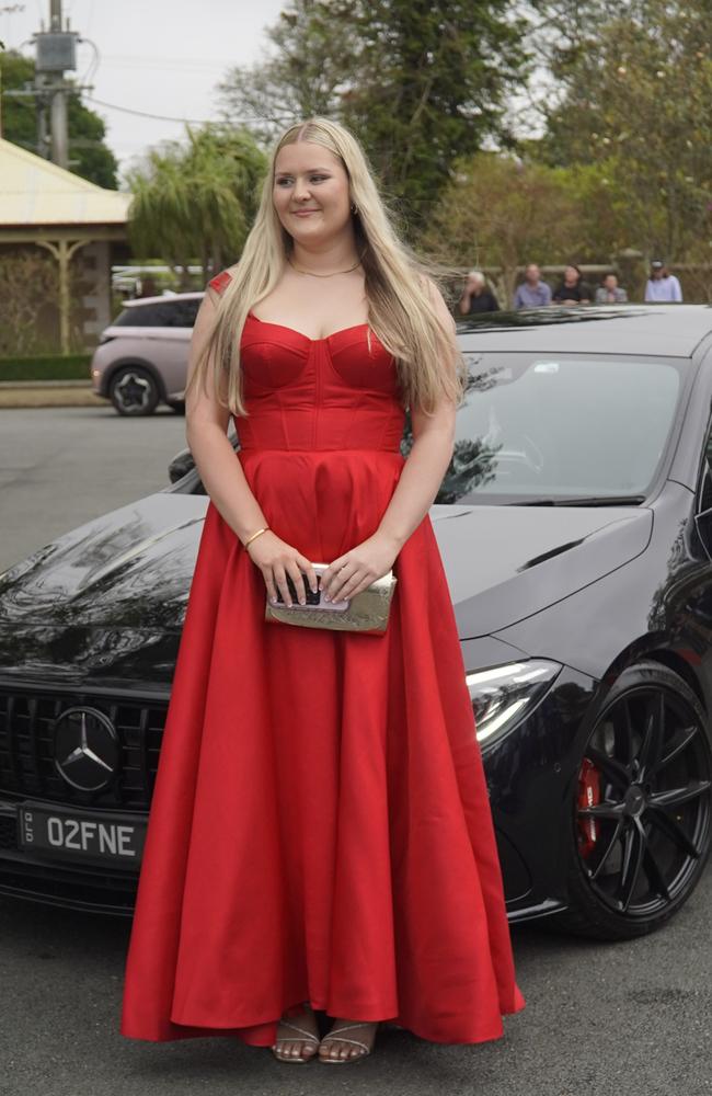 Students arriving in style for the 2024 Glasshouse Christian College formal at Flaxton Gardens.