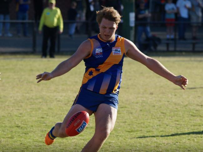 Beau Mitchener gets a kick away for Lilydale in the Eastern Football League (EFL). Picture: Geoff Klep