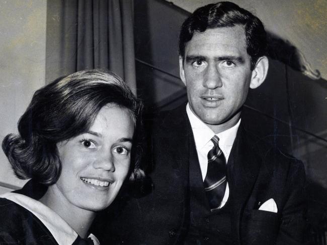 Andrew Peacock at 27, with then wife Susan, after his preselection as the Liberal Party candidate for Kooyong in 1966.