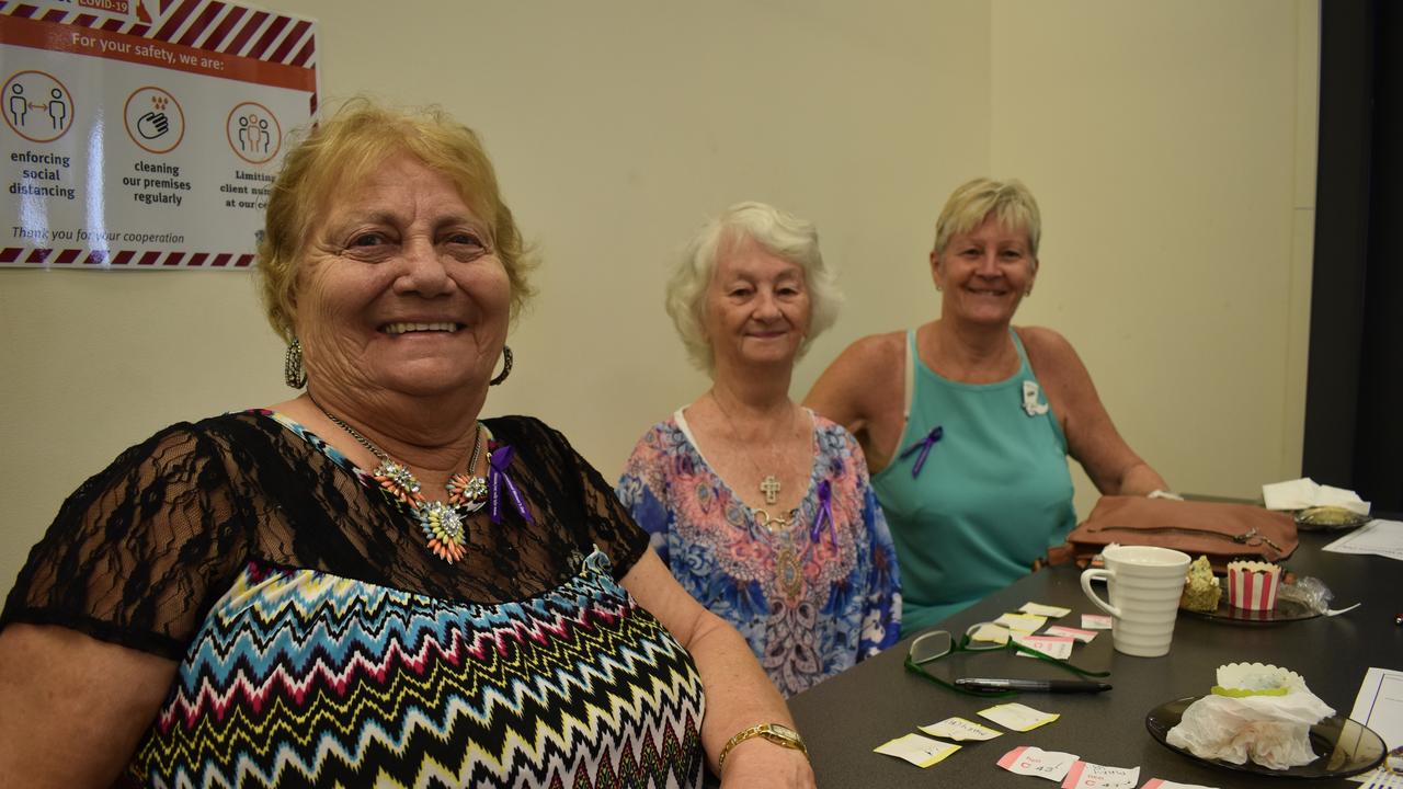 (L) Mary Bajada, Marion Bryant and Leah Matthews enjoy International Women's Day Morning Tea at the Maryborough Neighbourhood Centre.