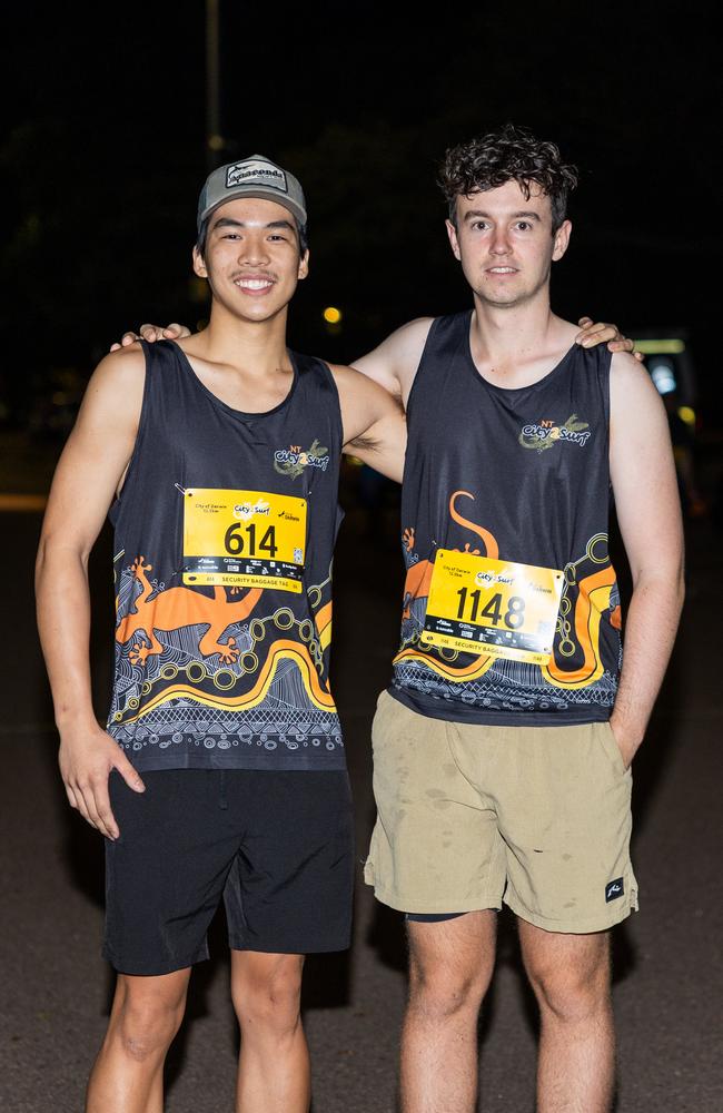 Charlie Lin and Matthew Watson as a record breaking number of runners took part in the 2025 edition of the annual NT City2Surf, Sunday, June 1. Picture: Pema Tamang Pakhrin