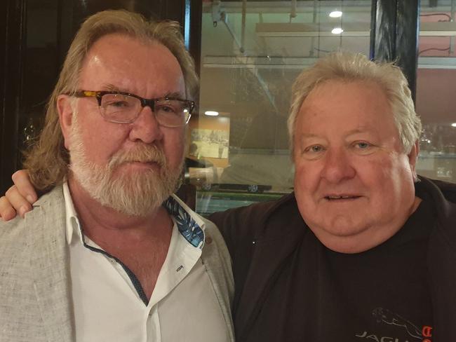 Peter Falconio's killer Bradley Murdoch's lawyer Grant Algie withactor John Wood, the man who played him inn the 2007 TV mini-series Murder in the Outback. Picture: Supplied.