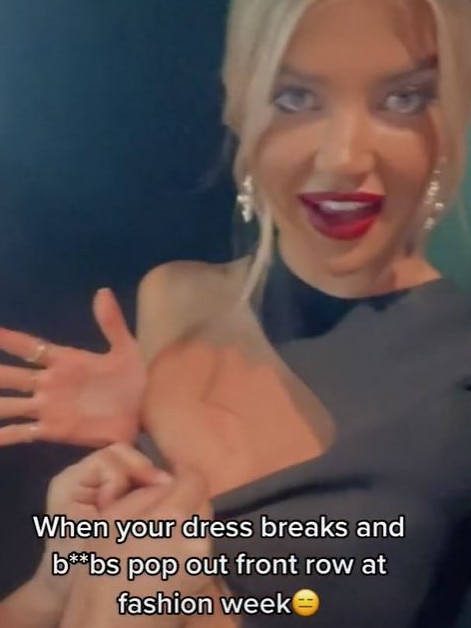 Anna said her dress broke causing her boobs to ‘pop out’. Picture: TikTok