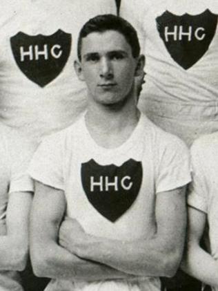 Claude Clark in his Hobart Harriers Club running gear before the war.