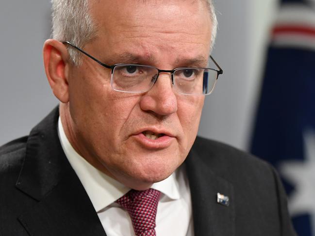 SYDNEY, AUSTRALIA - NewsWire Photos JUNE, 08, 2021: Prime Minister Scott Morrison speaks to media at the Commonwealth Parliamentary Offices in Sydney. Picture: NCA NewsWire/Joel Carrett