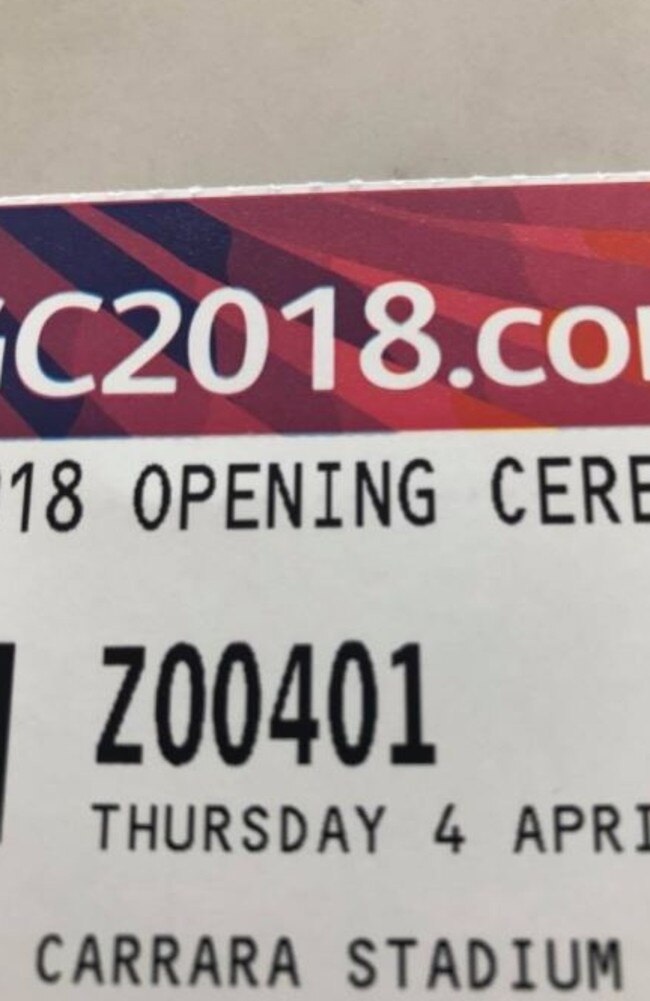 A Commonwealth Games opening ceremony ticket. Photo: Tanya Mathers Architecture/Instagram