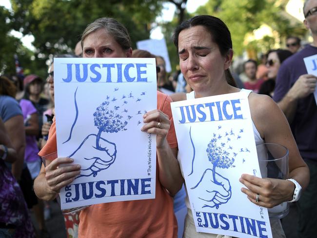 Women at a march in honour of Justine Damond in Minneapolis. Picture: AP