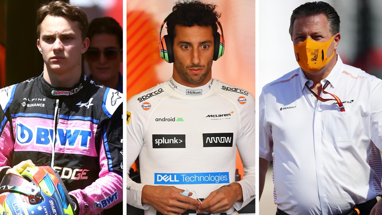 Oscar Piastri, Daniel Ricciardo and Zak Brown.